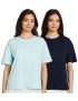 Amazon Brand – Symbol Women’S Oversized Fit T-Shirt (Sym-Aw23-Wte-801_Navy-Mint M)