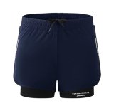 Cockatoo Am444-2In1 Men’S Workout Running Shorts, Active Wear Men,Navy Blue,Size:2Xl