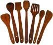 Woodykart Wood Cooking Spoon, Serving Spoon Set(Pack Of 6)