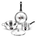 Milton Pro Cook Stainless Steel Sandwich Bottom Induction- Gas Friendly 4 Pcs Kitchen Set (Cooking Pan, Sauce Pan, Kadhai With Lid) 2 Year Warranty