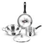 Milton Pro Cook Stainless Steel Sandwich Bottom Induction- Gas Friendly 4 Pcs Kitchen Set (Cooking Pan, Sauce Pan, Kadhai With Lid) 2 Year Warranty