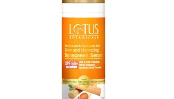 Lotus Botanicals Sunscreen – Spf 50 Pa+++ Sandalwood & Hyaluronic Acid Glow And Hydrating Sunscreen Serum(30 Ml)