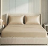 Vas Collections Luxury Satin 360° Fitted King Bedsheet With 2 Pillow Covers | 300 Tc Silky Soft Wrinkle-Resistant Deep Pocket Bed Sheet | Size 78 X 72 + 10 Inches (Soft Amber)