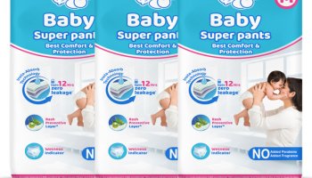 Dabur Baby Super Pants | Diaper Infused With Aloe Vera, Shea Butter & Vitamin E | Insta-Absorb Technology – M(108 Pieces)