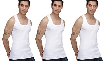 Sporto Men’S Super Combed Cotton White Derby Vest (Pack Of 3) | Extra-Stretch Derby Ribbed Fabric