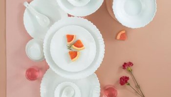 Larah By Borosil Plain White Silk Series Opalware Dinner Set | 35 Pieces For Family Of 6 | Microwave & Dishwasher Safe | Bone-Ash Free | Crockery Set For Dining & Gifting | Plates & Bowls | White